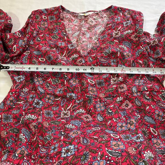 Boden Womens XL 16 18 Flippy V-Neck 100% Linen Mini Dress Floral Pink Flowy - Picture 9 of 10